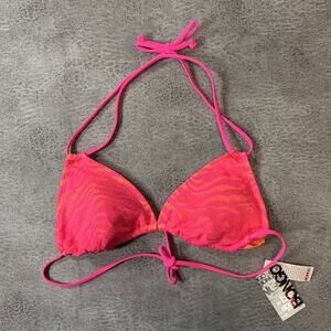 NWT Bongo Neon Pink Zebra Print Bikini Top